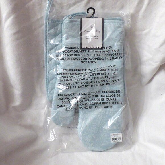 Vera Bradley Pot Holder and Oven Mitt Set Eden Paisley Mint NWT - Picture 4 of 6